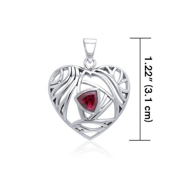 Contemporary Silver Heart Pendant with Gemstone TPD3478 - Jewelry